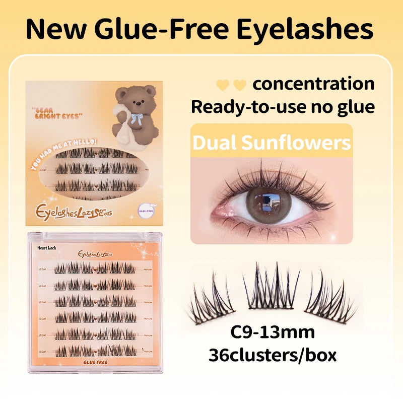 New Self-Adhesive Eyelashes No Glue Fake Lashes Extensions Reusable Eyelashes Glue-free False Eyelashes DIY Individual Lashes Ma
