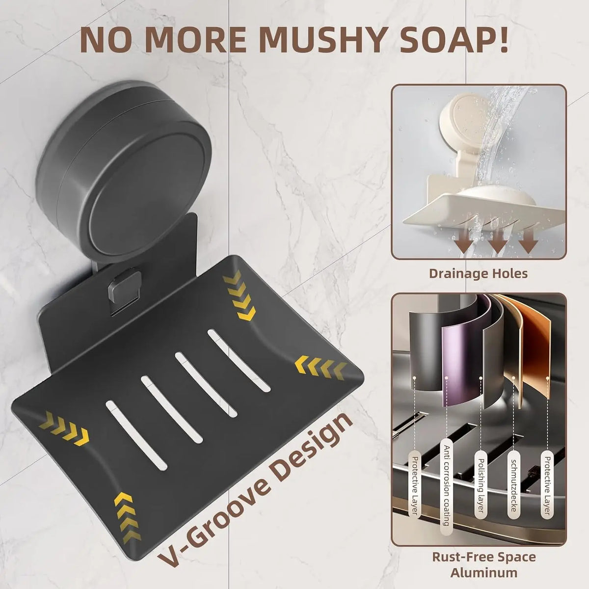 New No Need To Drill Suction Cup Bathroom Drain Soap Storage Holder Soap Dish Storage Rack Bathroom Accessories