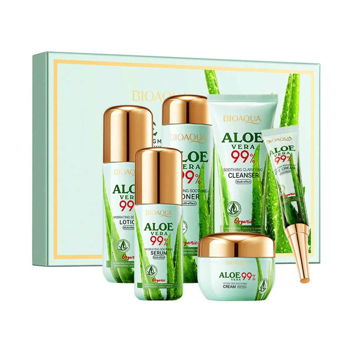 6-Piece Aloe Skin Care Set Aloe Moisturizing Skin Care Face Cream Christmas Gift Box Aloe Cleansing Cream Toner Eye Cream