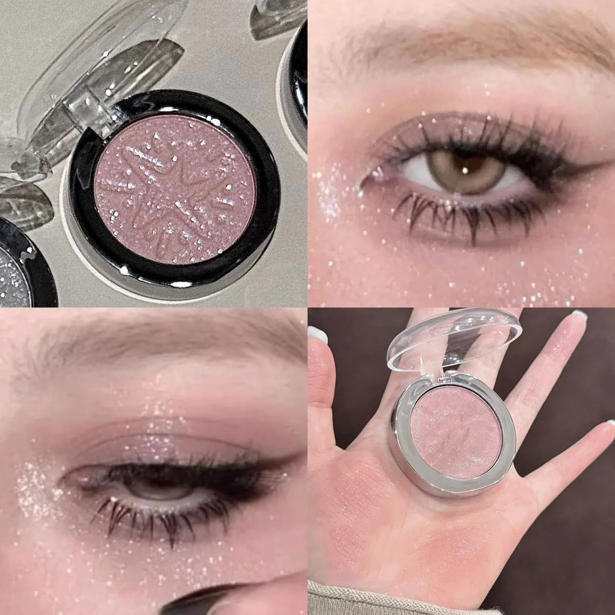 Pink Glitter Eyeshadow Powder Highlighter Monochrome Diamond Shimmer Silkworm Brighten Highgloss Sequins Multi-purpose Makeup