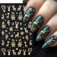 5pcs Sparkling Gold Glitter Christmas Nail Stickers Shiny Snowflake Xmas Tree Deer Polish Sliders Winter New Year Nail Art Decal