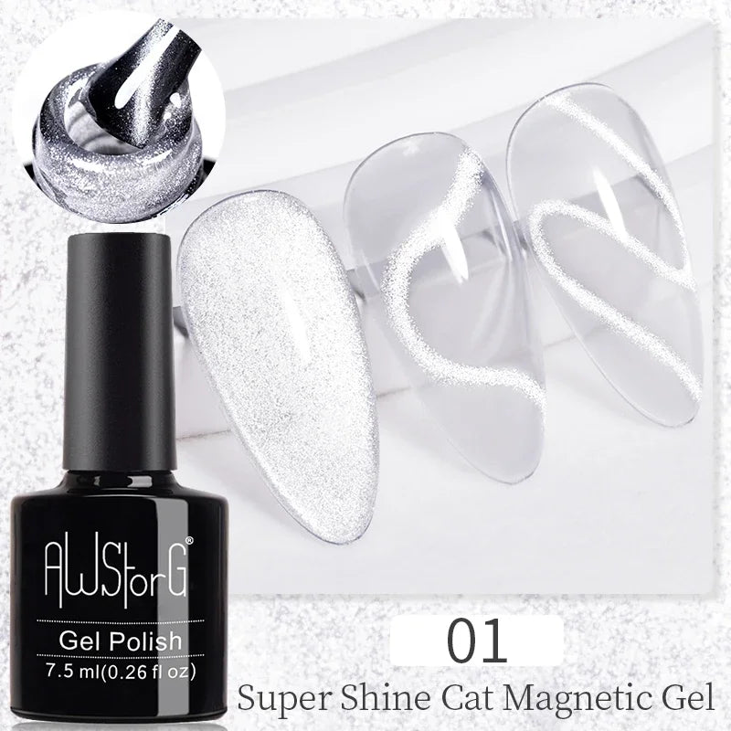 AWStorG 7.5ml Starlit Cat Magnetic Gel Nail Polish Must need Black Gel-Polaris Light Soak Off UV Gel Varnis Semi Permanent DIY