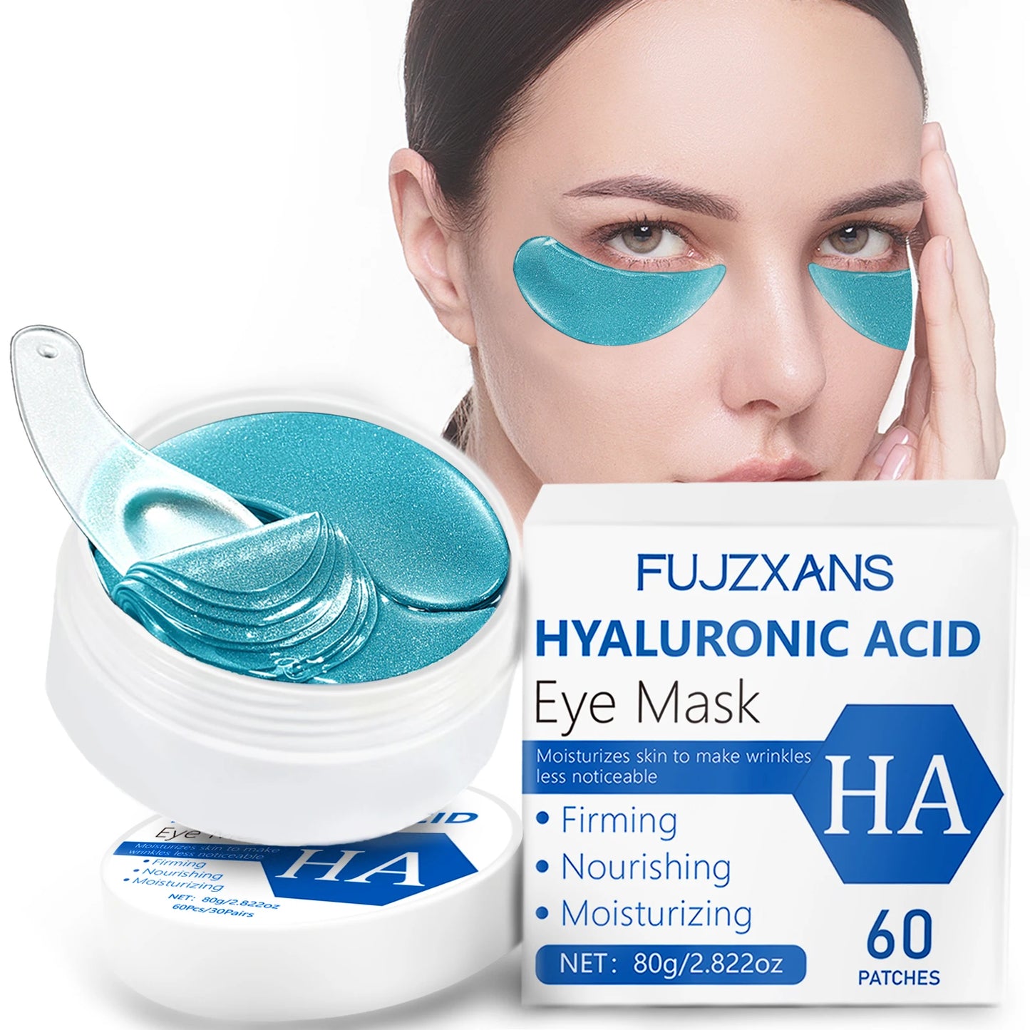 Hyaluronic Acid Eye Mask Moisturizes Skin To Make Wrinklesless Noticeable 60pCS/Box Nourishing Eyes Gel Patches For Women