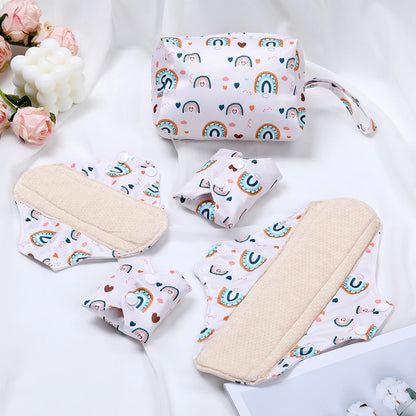 New Colourful Cotton Sanitary Pads Set Washable Menstrual Pads Reusable Nursing Pad Ladies Bratehable Cloth Menstruation Gift