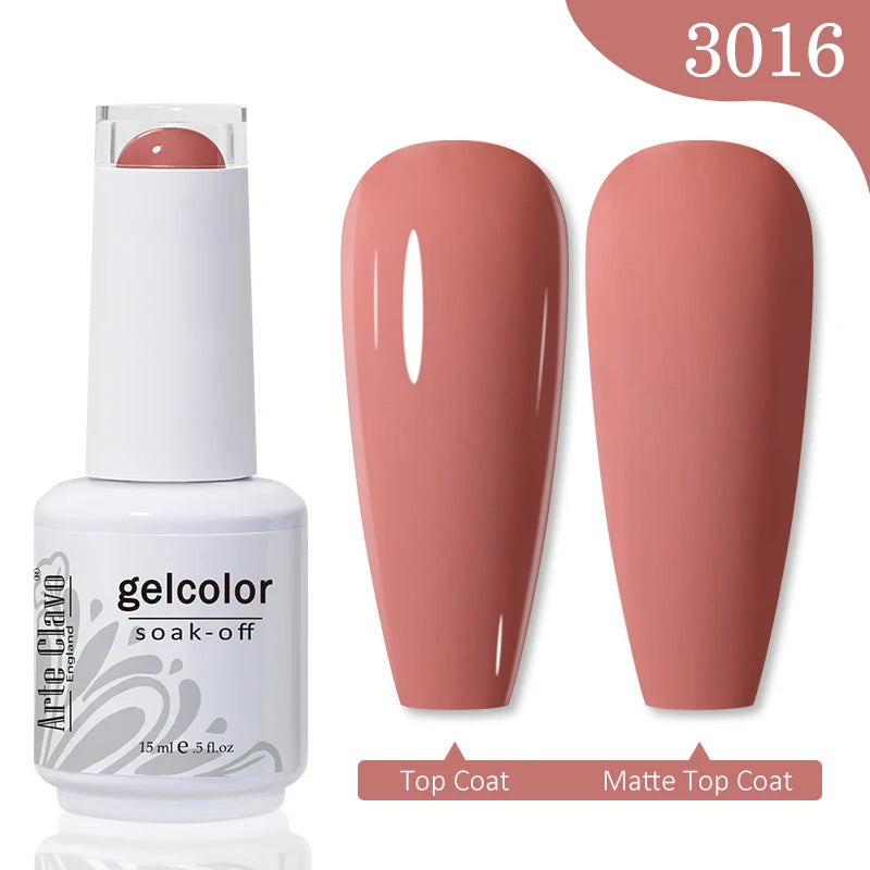 Arte Clavo 15ml Rose Red Pink Color Gel Nail Polish Autumn Winter Hot Sale Long Lasting Soak Off For Manicure Nail Art Gel