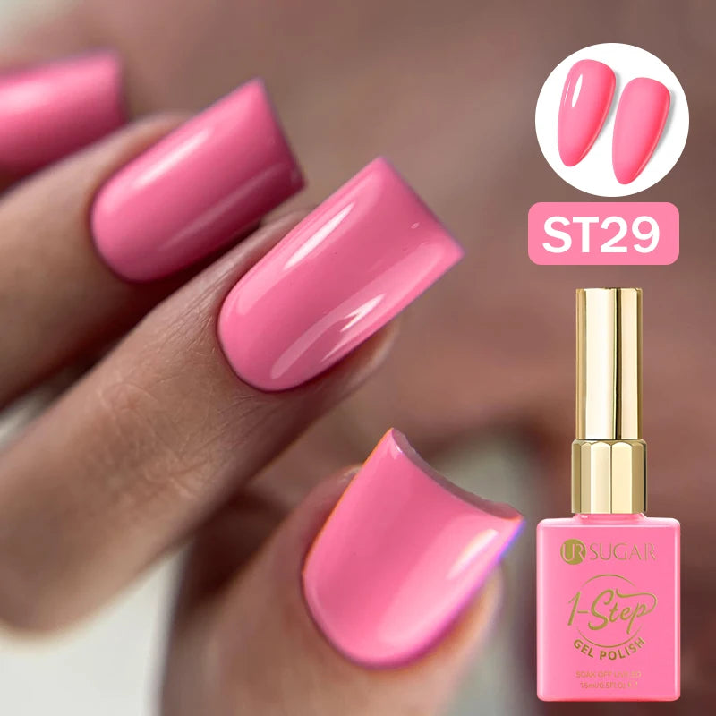 UR SUGAR 15ml 1 Step Gel Polish 3 IN 1 Red Pink Glossy Nail Soak Off LED UV Gel Nail Varnishes No Need Base Gel and Top Coat