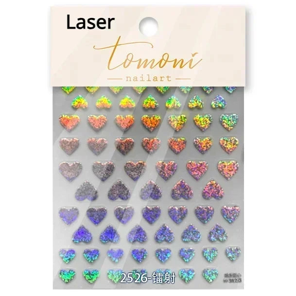Cat's Eye 5D Gradient European Love Heart Gem Wing Crystal Geometric Colorful Self Adhesive Nail Art Stickers Manicure Decals
