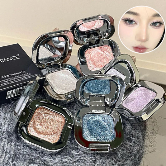 HERORANGE Square Single Highlighter Powder, Creamy Soft Texture, Radiant Pearl Pigment, Long-lasting Glow, Intense Color Payoff