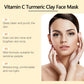 Vitamin C Turmeric Clay Mask, Brightening & Nourishing Facial Treatment, Hydrating Turmeric Face Mask