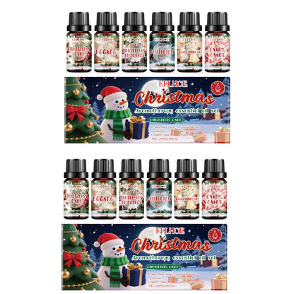 Christmas Aromatherapy Essential Oil Set  Long Lasting Fragrance 6 Holiday Scents Festive Scents & Relaxing Atmosphere 6x10ml