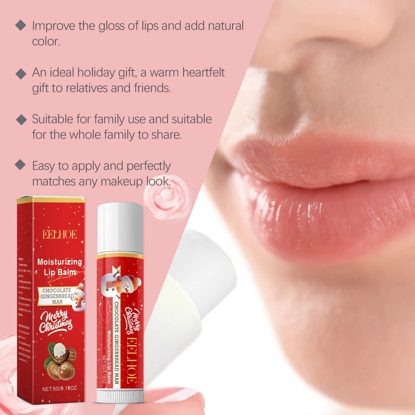 Christmas Lip Balm Set Moisturizing Lip Care Repair Dry Chapped Lips Nourishing Holiday Gift Autumn Winter Lip Care