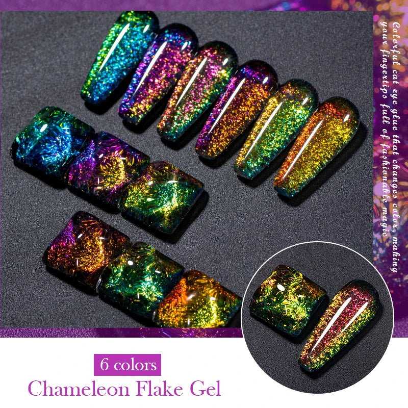 7ml Chameleon Glitter Sequins Gel Nail Polish Aurora Laser Semi Permanent Nail Gel Varnish Hybrid Soak Off UV Gel For Manicure