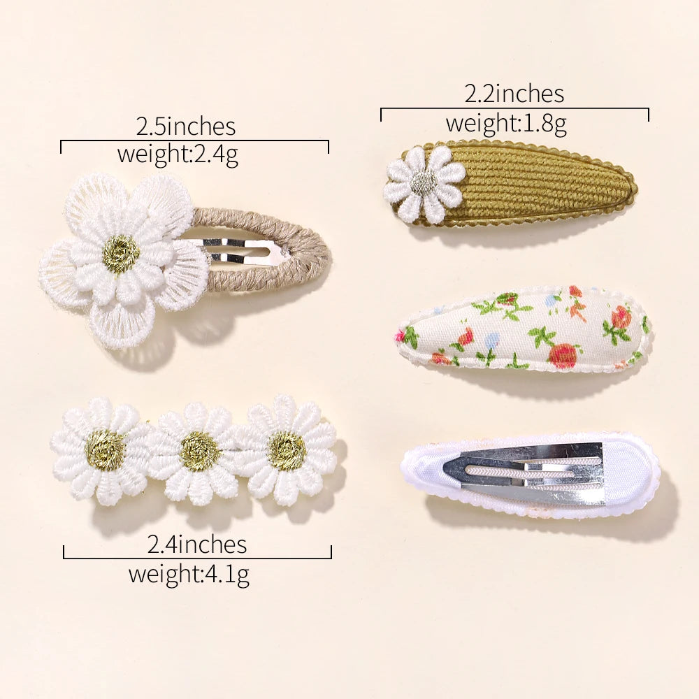 5Pcs BB Clips Set Toddler Baby Girls Hair Clips Children Barrettes Ins Sweet Daisy Hair Accessories