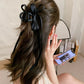 Fashion Black Long Ribbon Bow Claw Clip Back Butterfly Clips Shark Clip Women Girl New Frosted Hair Accessories Hair Claw Clip