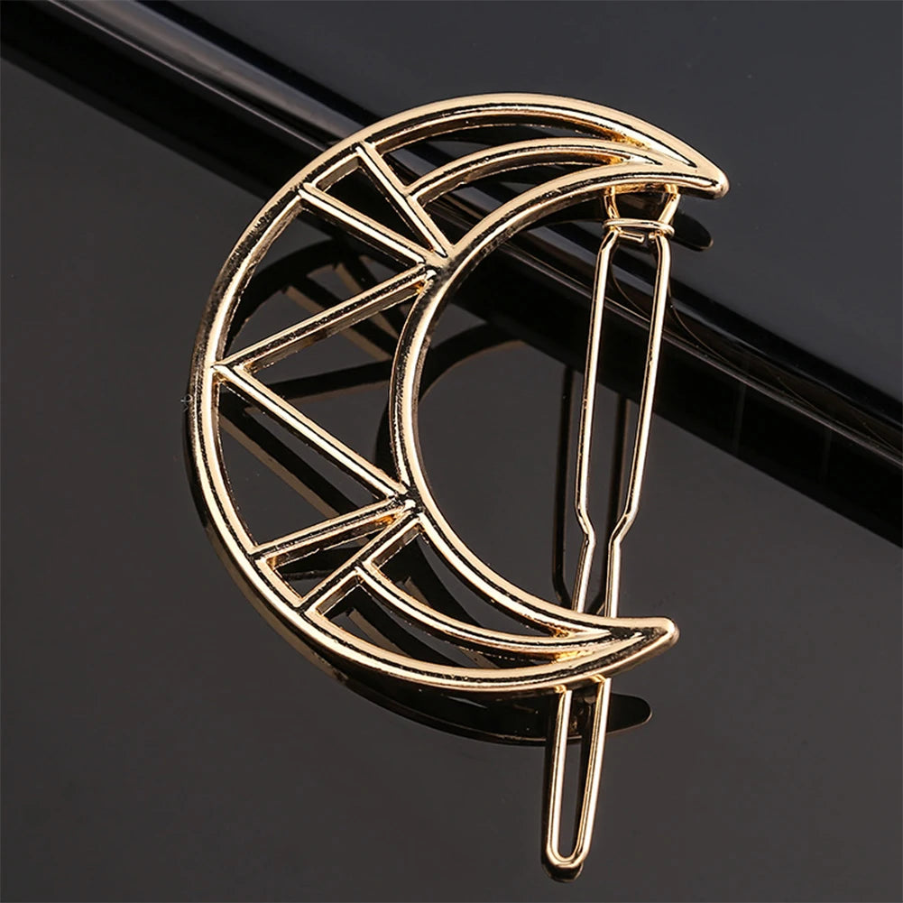 Triangle Moon Hairpin Fashion Women Metal Frog Clip Word Clip Elegant Star Round Barrette Alloy for Ladies Hair Accessories