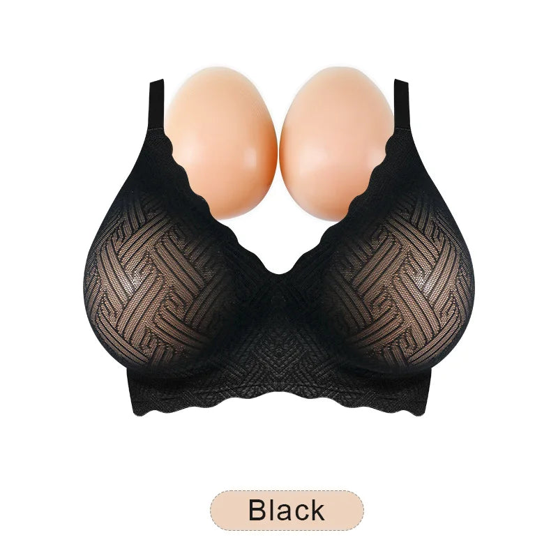 LERVANLA Artificial Silicone Breasts Forms Pads Fake Boobs Chest Women's Silicone Underwear Eexy Breast Padded Bra Becomes Big