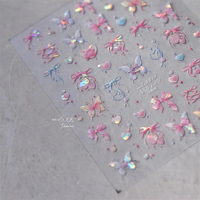 Golden Thread Butterfly Jelly Series Nail Art Stickers High Quality New Bronzing DIY Manicure Decal Decoration
