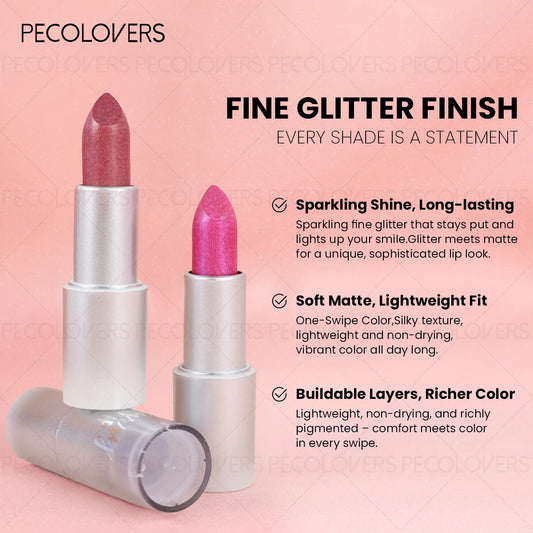 1PC Glitter Pearl, Various Shades, Cream Texture, Non-stick Cup, Sparkling Lipstick, Suitable for Christmas, Halloween Makeup