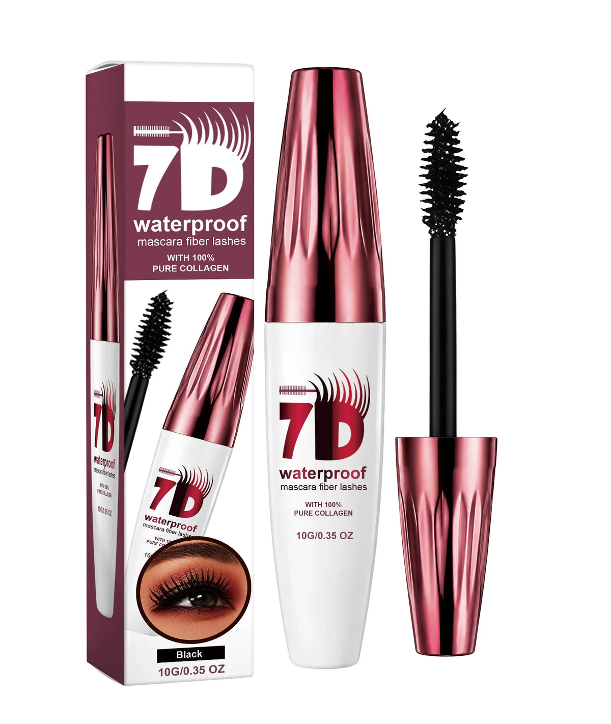 7D Volumizing Mascara Waterproof Natural Soft Smooth Lightweight Long Lasting Smudge-Proof Eye Makeup Black
