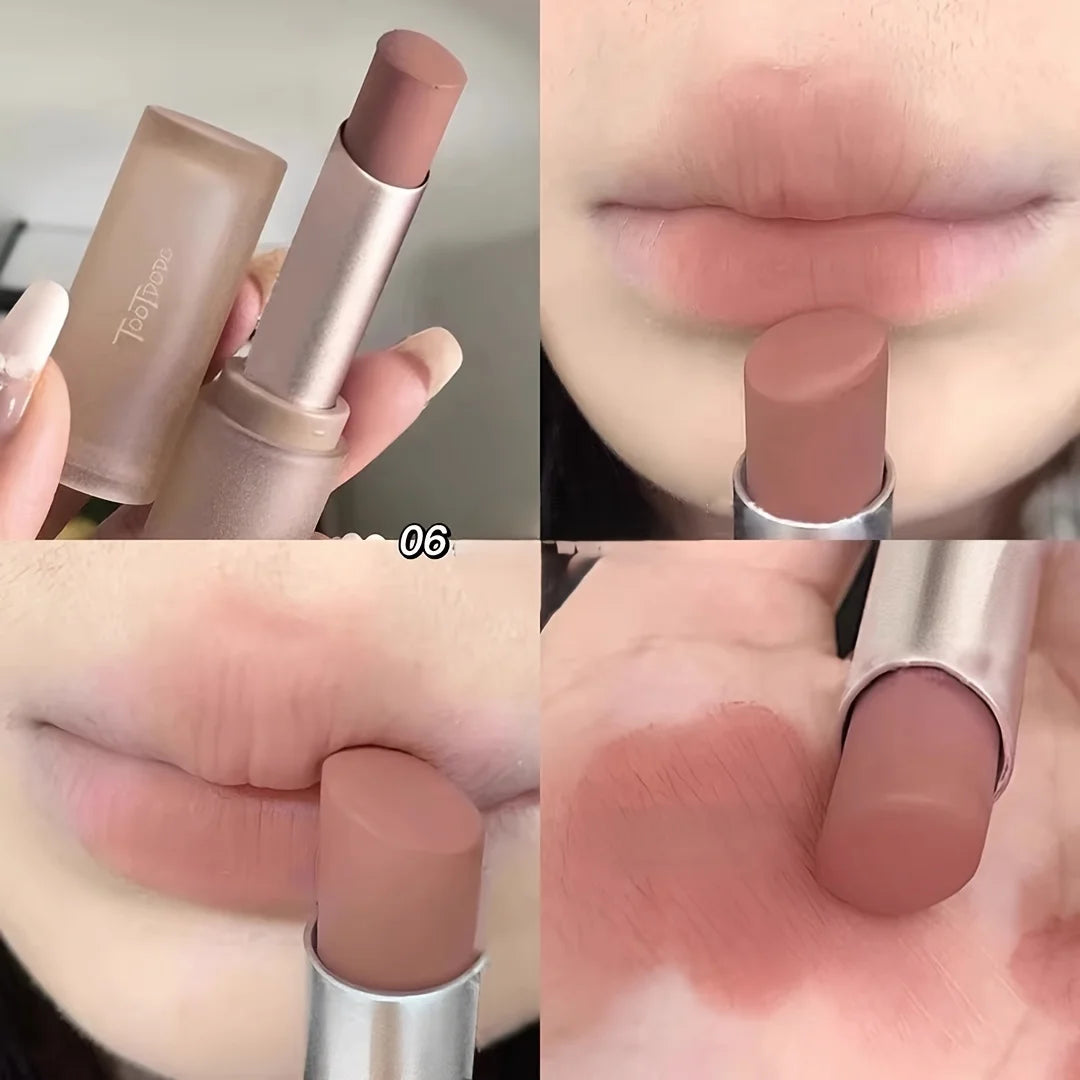 Toot Dodo Matte High-End Lip Mud, Low Saturation Cool Brown Matte Lipstick, Cool and Atmospheric Matte Finish, Olive Skin Tone, Waterproof, Long-Lasting, Non-Fading, Brightening Effect