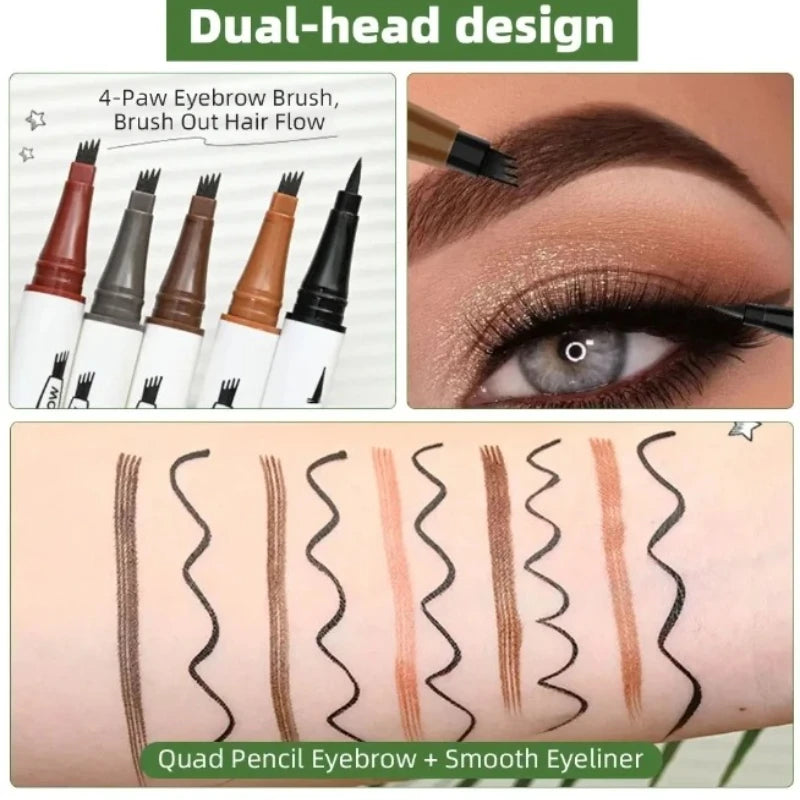 2 in1 Double Head Eye liner Brow Pencil Make up Waterproof Long-lasting No Blooming Rotatable Eyeliner Eyebrow Tattoo Pen Makeup
