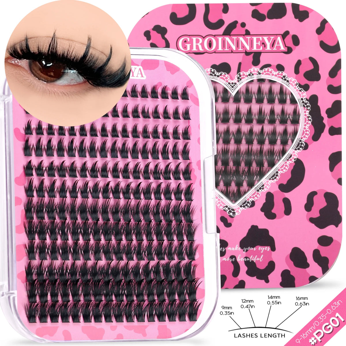 GROINNEYA DIY Lash Clusters Mixed Tray Manga Cluster Lashes DIY Spiky Lashes Extension Natural Volume Individual Lashes Makeup