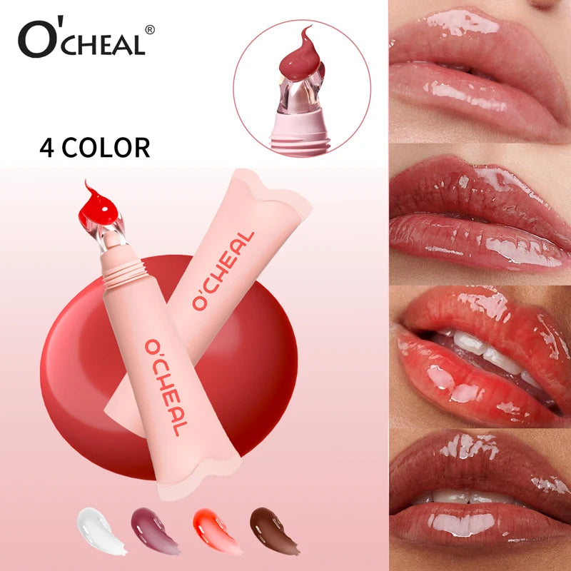 O'Cheal Liquid Lip Balm Moisturizing Hydrating Tinted Lip Oil Glass Lip Mirror Gloss Water Gloss Lip Glaze Anti-Cracking Lip Wrinkle Improvement Transparent Lip Gloss Multi-Color Options Fall/Winter Essential Item