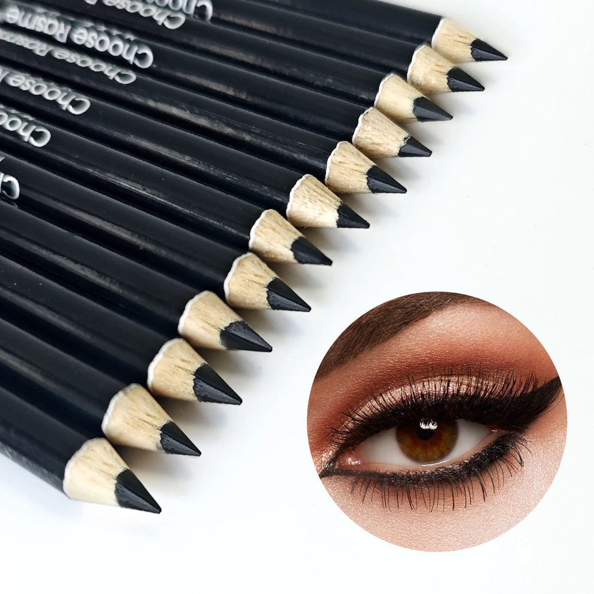 12pcs Waterproof Black Eyeliner Pencils-Smudge-Proof, Long-Lasting &Beginner-Friendly Eye Makeup ﻿