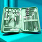 30pcs Blue Red Gradient Nail Clipper Set Nail File Remover Tool tainless Steel Manicure Tool Kit with Storage Box Gifts