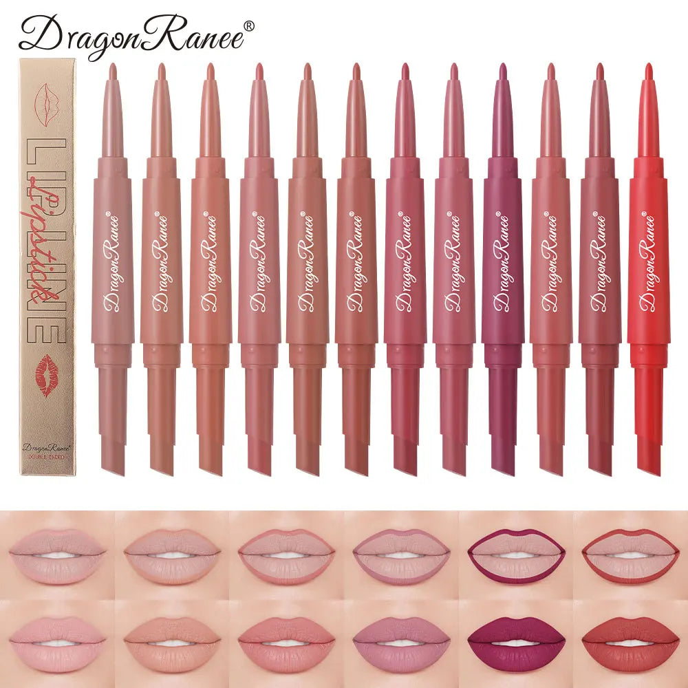 Double-Ended Lip Liner Velvet Matte Lipstick Lip Gloss Easy to Color Non-Fading Non-Stick Cup Lip Liner