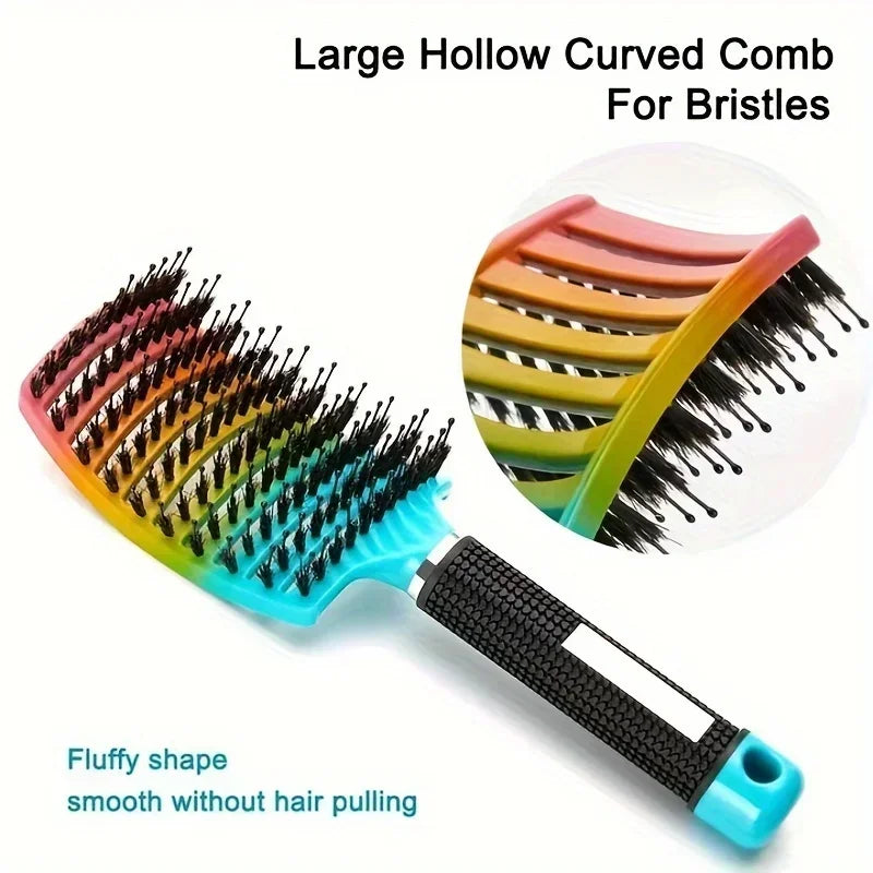 Hair Brush Detangling Hairbrush Bristle&Nylon Women's Wet Curly Hair Scalp Massage Comb Salon Hairdressing Styling Tools
