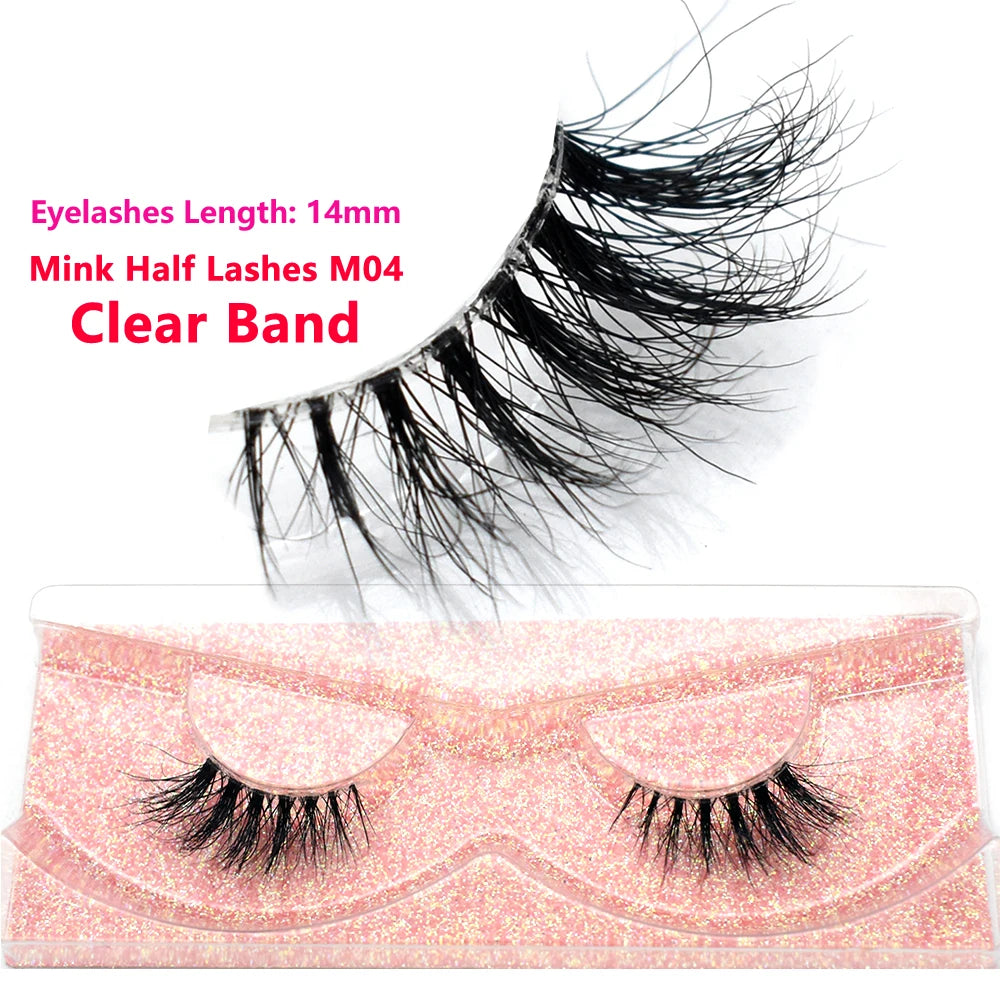 Half Eye Lashes Natural 3D Mink Short False Eyelashes Fluffy Wispy Cross Strip Fake Lashes Soft Half Eyelashes Extension Makeup