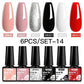 MTSSII 6PCS/Set Sparkly Red Roes Red Gel Nail Polish Shinning Nail Art LED UV Gel Varnish Nail Supplies Manicure Kit for Nails