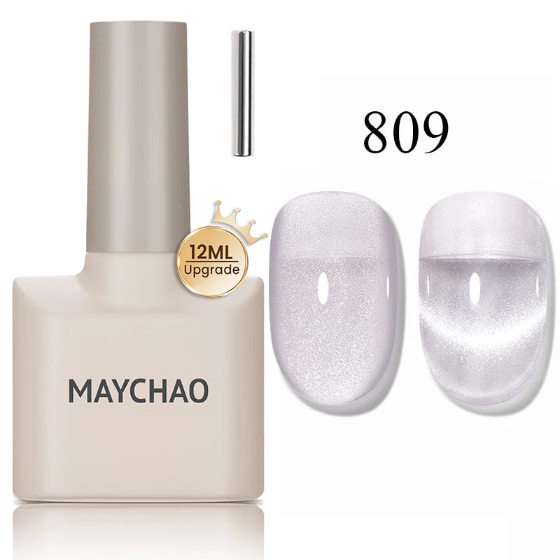 MAYCHAO 10ml Cat Magnetic Gel Nail Polish Cat Eye Glitter Effect Semi Permanent Soak Off UV Gel Varnish Manicure For Nail Art