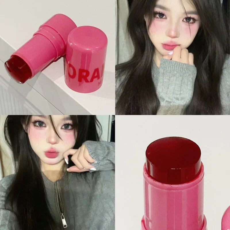 3-in-1 Milk Jelly Tint Facial Blusher Wand Moisturized Long Lasting Matte Rouge Cheek Contour Lipstick Sticker Beauty Makeup