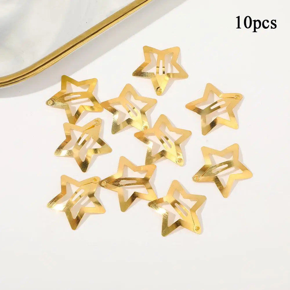 10 Pieces Pentagram BB Hairpins Metal Barrettes Five-pointed Star Bangs Side Clips Gold Star Hair Clips Hair Accessories