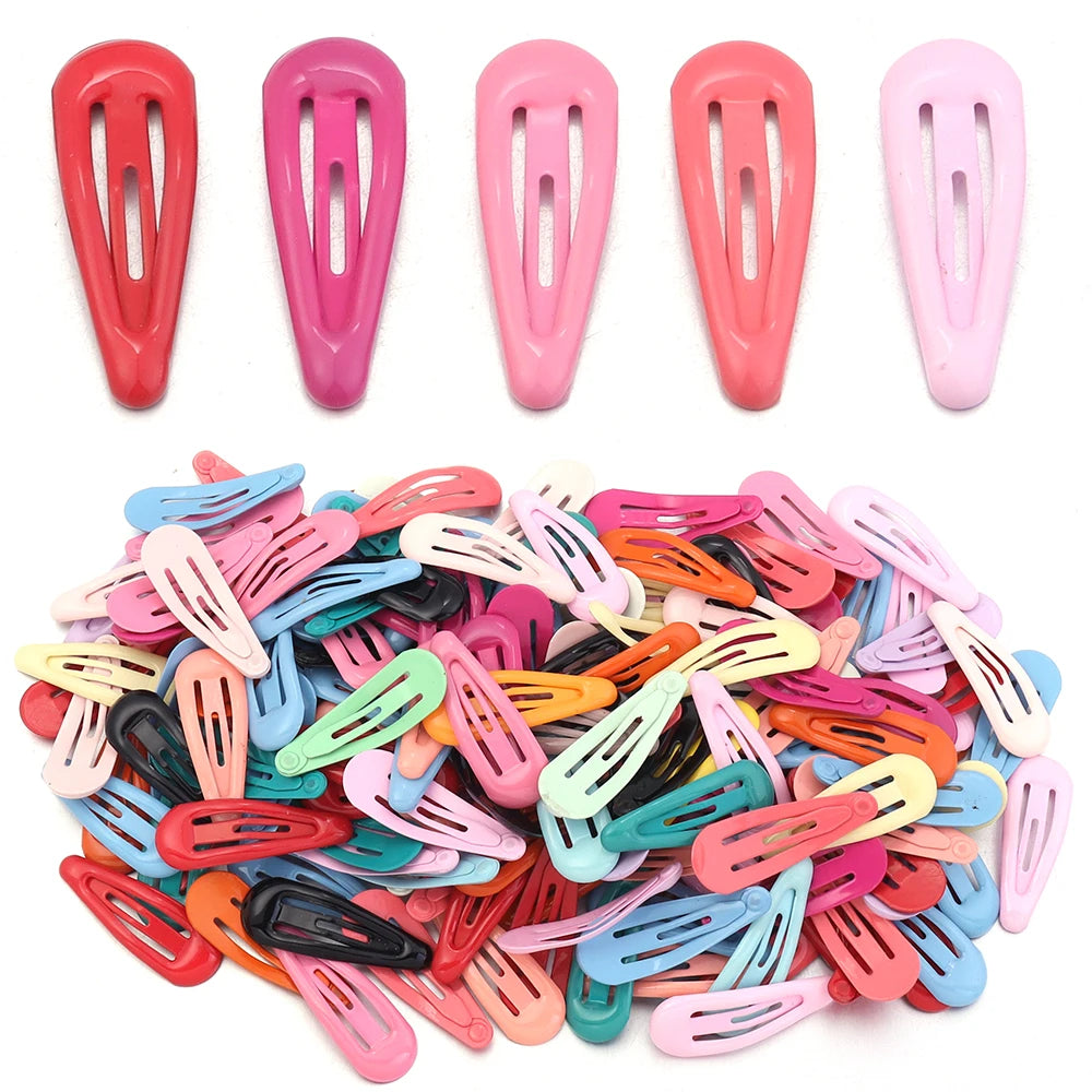 60pcs/lot Colorful Y2K BB Hair Clips Mini Metal Waterdrop Hair Pins Clips Snap Barrettes For Girls Hair Accessories