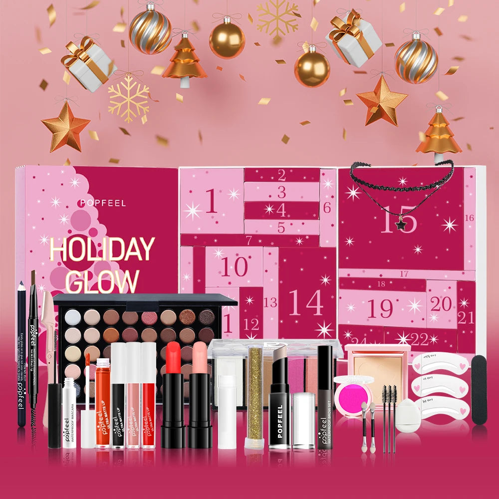 POPFEEL Surprise Beauty Countdown Gift Box Set - 24-Piece Makeup Surprise Blind Box Collection for Girls, Women, and Moms.