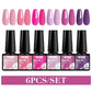 MTSSII 6PCS/Set Sparkly Red Roes Red Gel Nail Polish Shinning Nail Art LED UV Gel Varnish Nail Supplies Manicure Kit for Nails