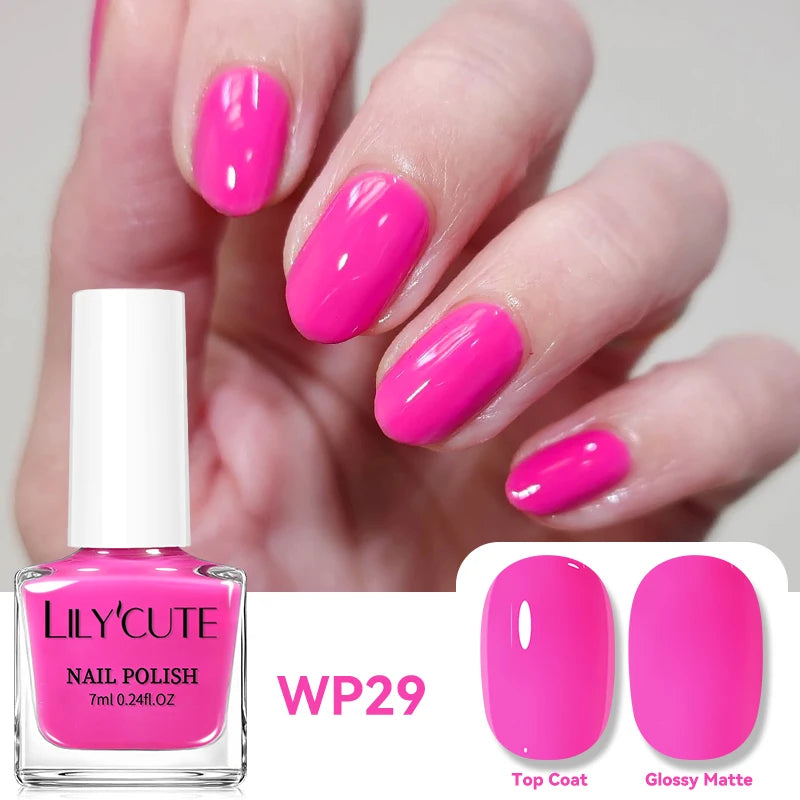 LILYCUTE 7ml Dark Red Nail Polish Water-based Colorful Glitter Sequins Air Dry No Need Cure Nail Art Supplies Gorgeous Color