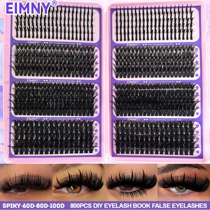 200/800 Pcs Lash Book Kit 8-16mm Premium Lash Extensions 30D 40D 50D 60D Reusable False Eyelashes for Beginners