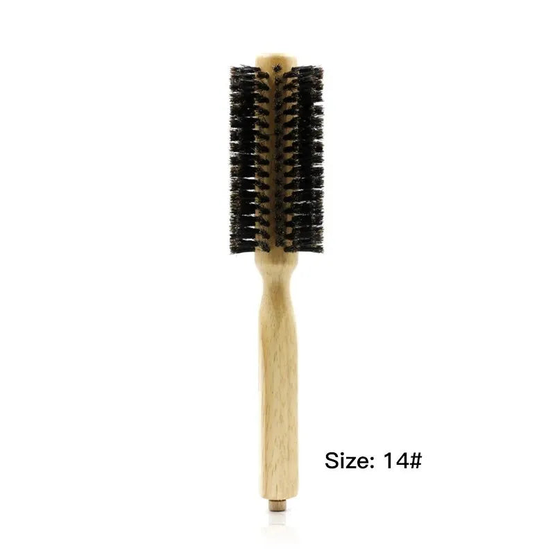 Professional 6 Sizes Barber Salon Wood Handle Boar Bristles Round Brush Removable Tail Hairdresser Hair Brush Hair Round Combs
