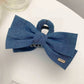 1PC Cowboy Cloth Hair Clip Bow Clip Headdress Female Back of Head Plate Hair Grab Clip Temperament Large Shark Clip Hairpin