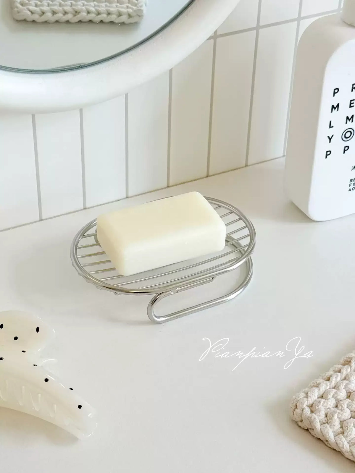 Simple 304 stainless steel soap holder bathroom shower tray soap rack storage stand countertop laundry soap box