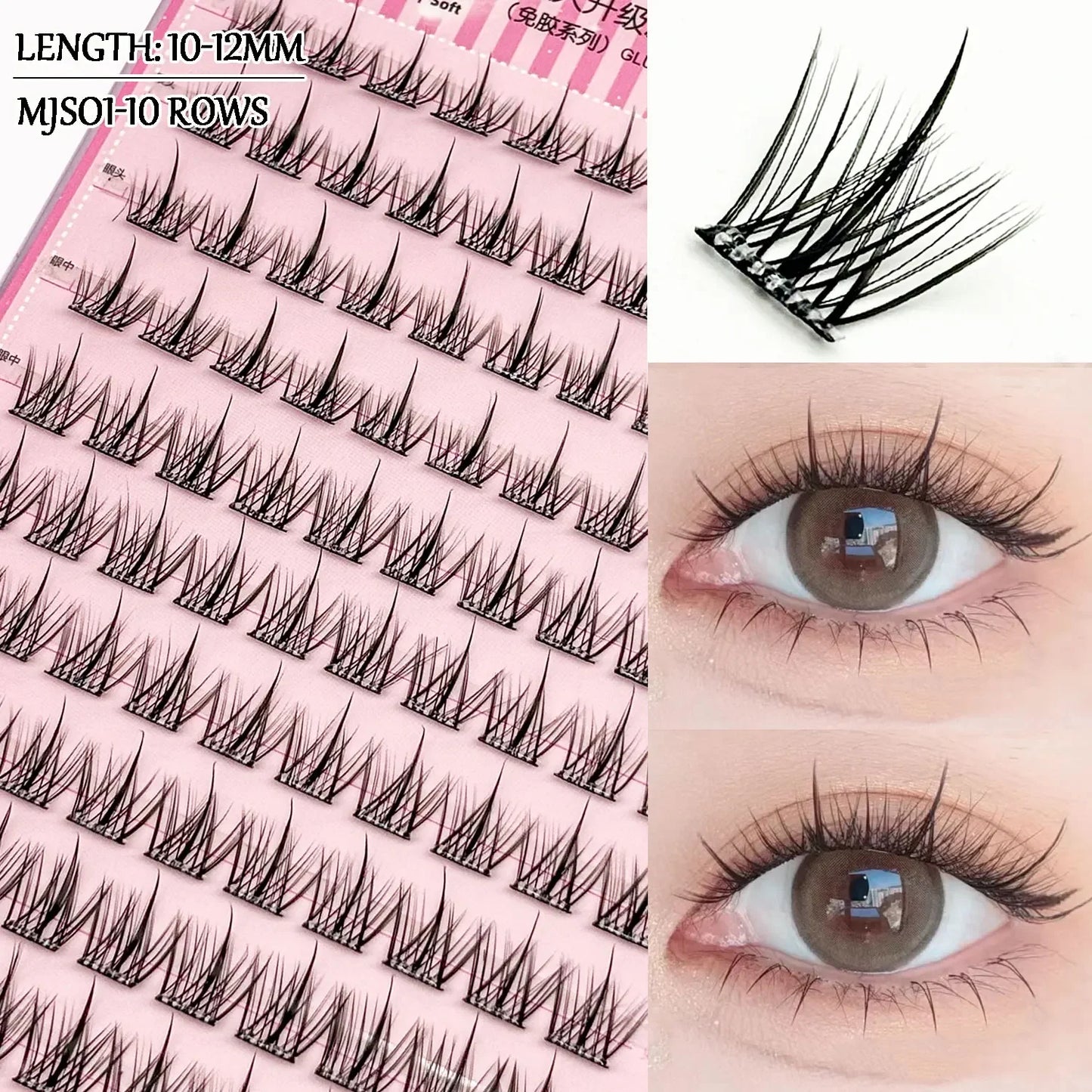 Noglue Eyelashes Natural False Eyelashes DIY Lashe Clusters Glue Strands Eye Lashes  Adhesive Eyelash Artificial Eyelashes