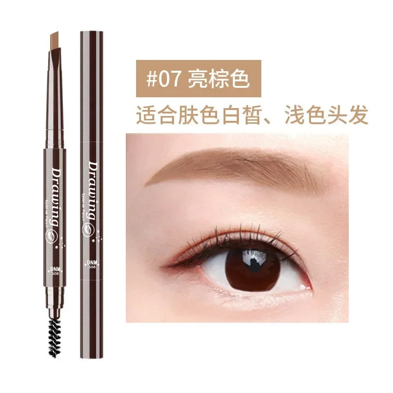 DNM 7-color Option Double-head Triangular Eyebrow Pencil with One Eyebrow Brush Naturally Easy To Color and Draw Brow Pencil