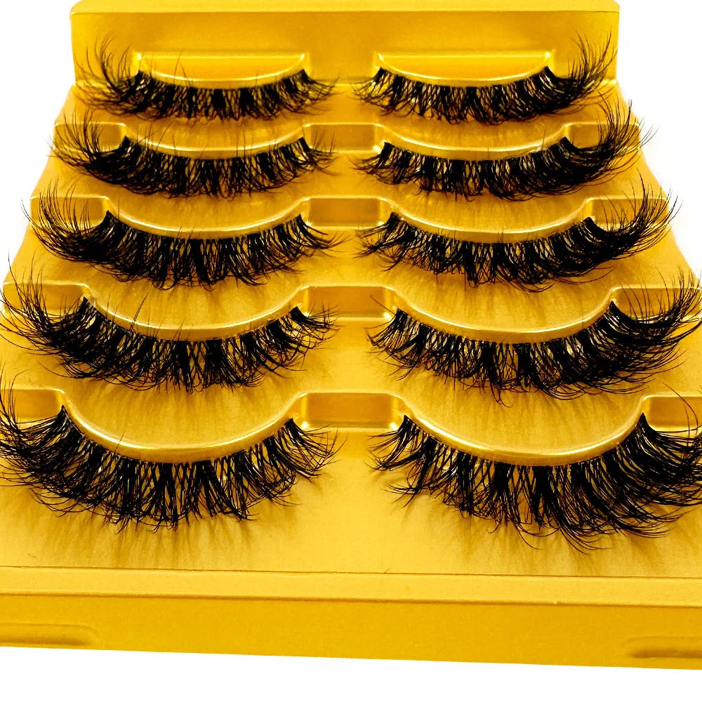 5pairs Mink Eyelashes Invisible Band Lash Extension Natural False Eyelashes Cross Cluster Fairy 3D Faux Big Eye Long Fake Lashes