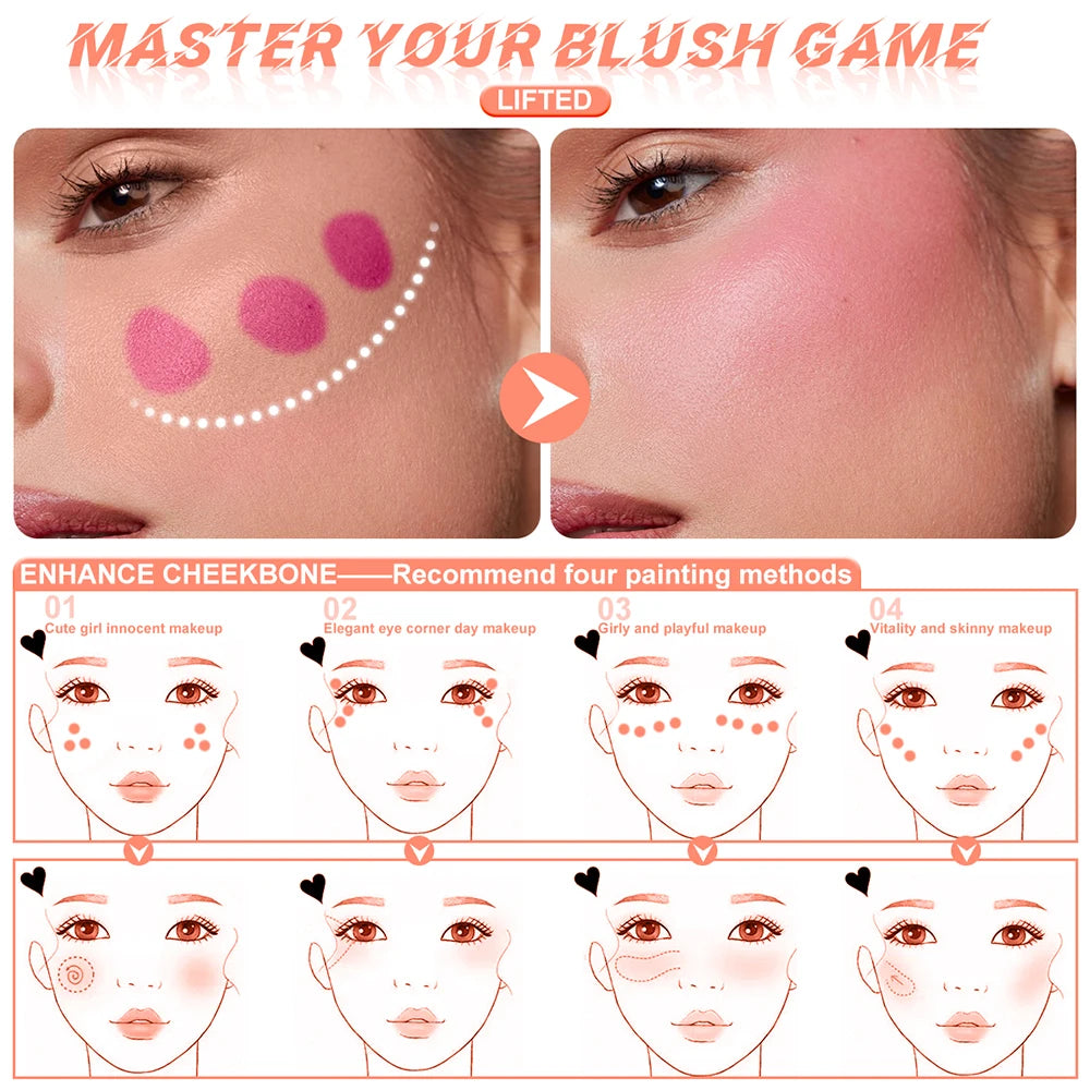 Matte Liquid Blush Cheek Tint Cheek High Pigmented    Long Lasting Transfer-proof Multi-use Natural Flush No Cakey US Stock Y2K