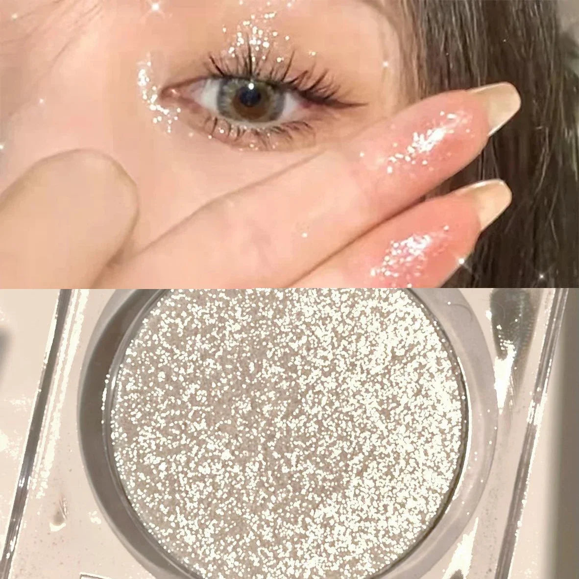 Monochrome White Shiny Highlighter Palette Gorgeous Glitter High Gloss Long Lasting Pearlescent Shimmer Brighten Bronzers Makeup
