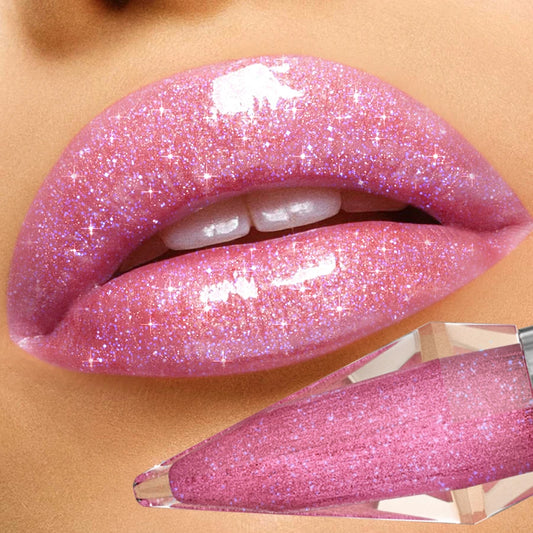 8 Color Glitter Shimmer Lip Gloss Moisturizing Lip Tinted Fuller Lip Effect Diamond Liquid Lipstick Makeup Sexy Lip Care Gifts